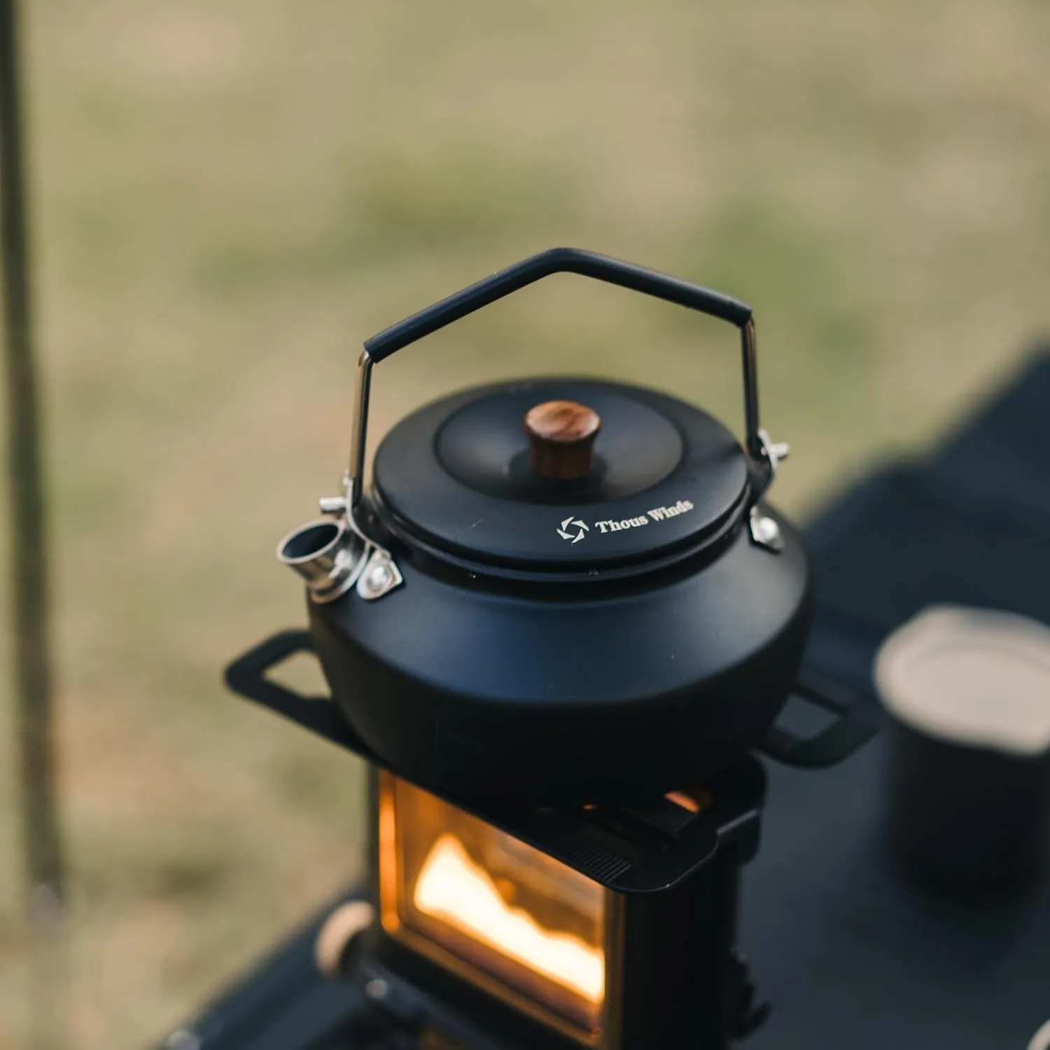 0.6 Liter Lightweight Stainless Steel Camping Kettle Portable Camp Tea Pot, Outdoor Campfire Use, Black