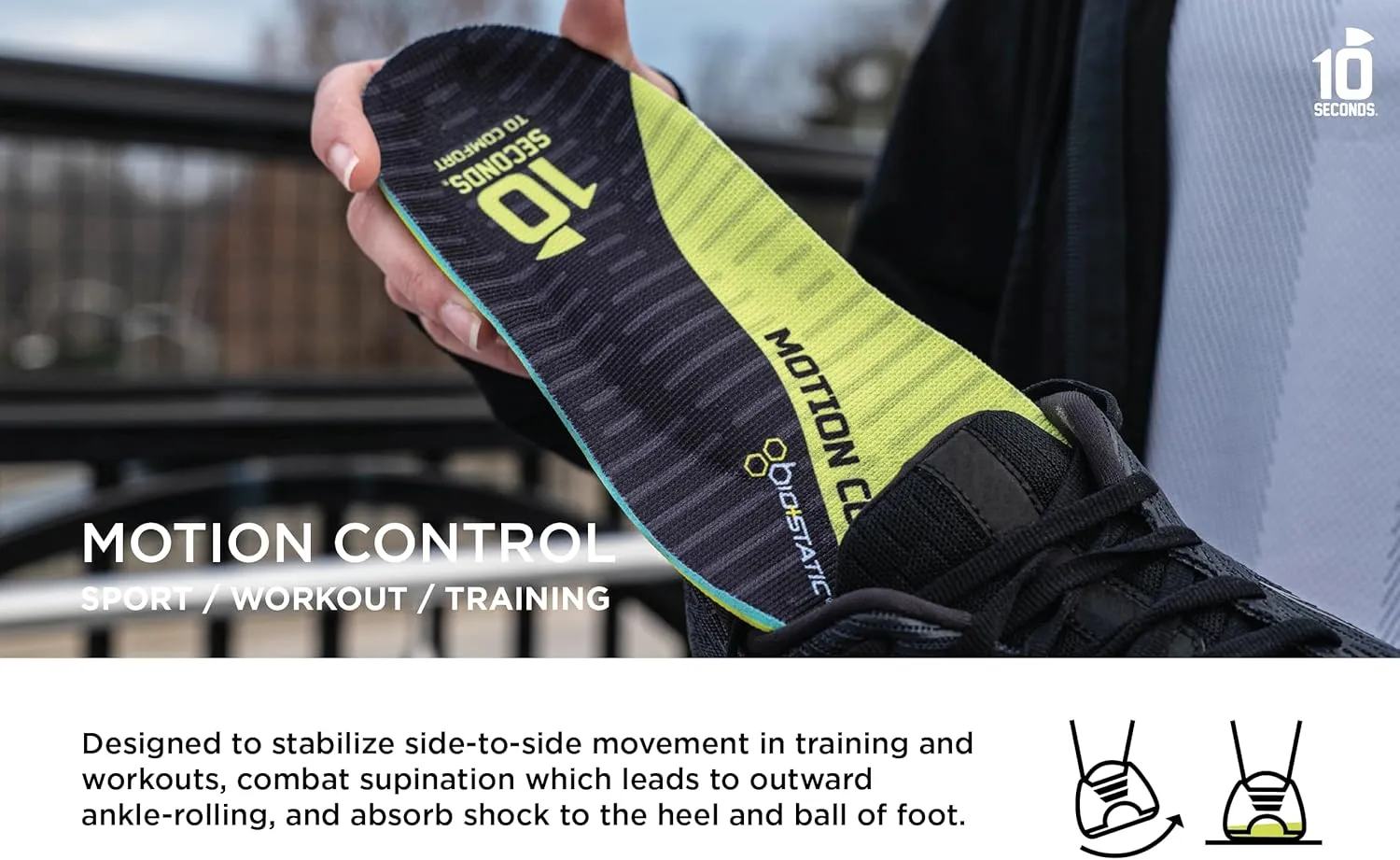 10 Seconds 3210 Motion Control Shoe Insoles, M 14
