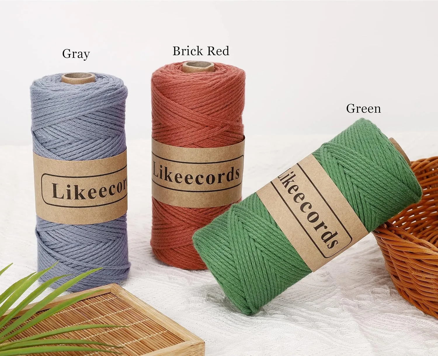 100% Cotton Rope Crochet Yarn Bag Cord 2mm 350Yards Braided Macrame Cord Macrame Rope Crochet Thread Gift for Knitter(Brick Red)