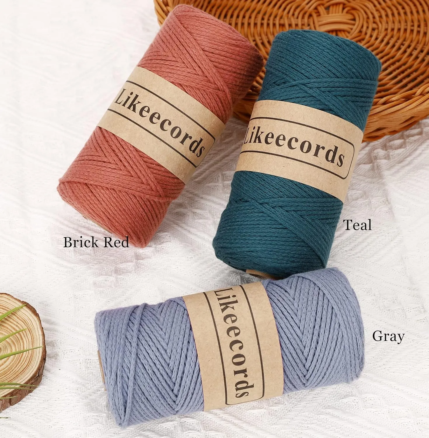 100% Cotton Rope Crochet Yarn Bag Cord 2mm 350Yards Braided Macrame Cord Macrame Rope Crochet Thread Gift for Knitter(Brick Red)
