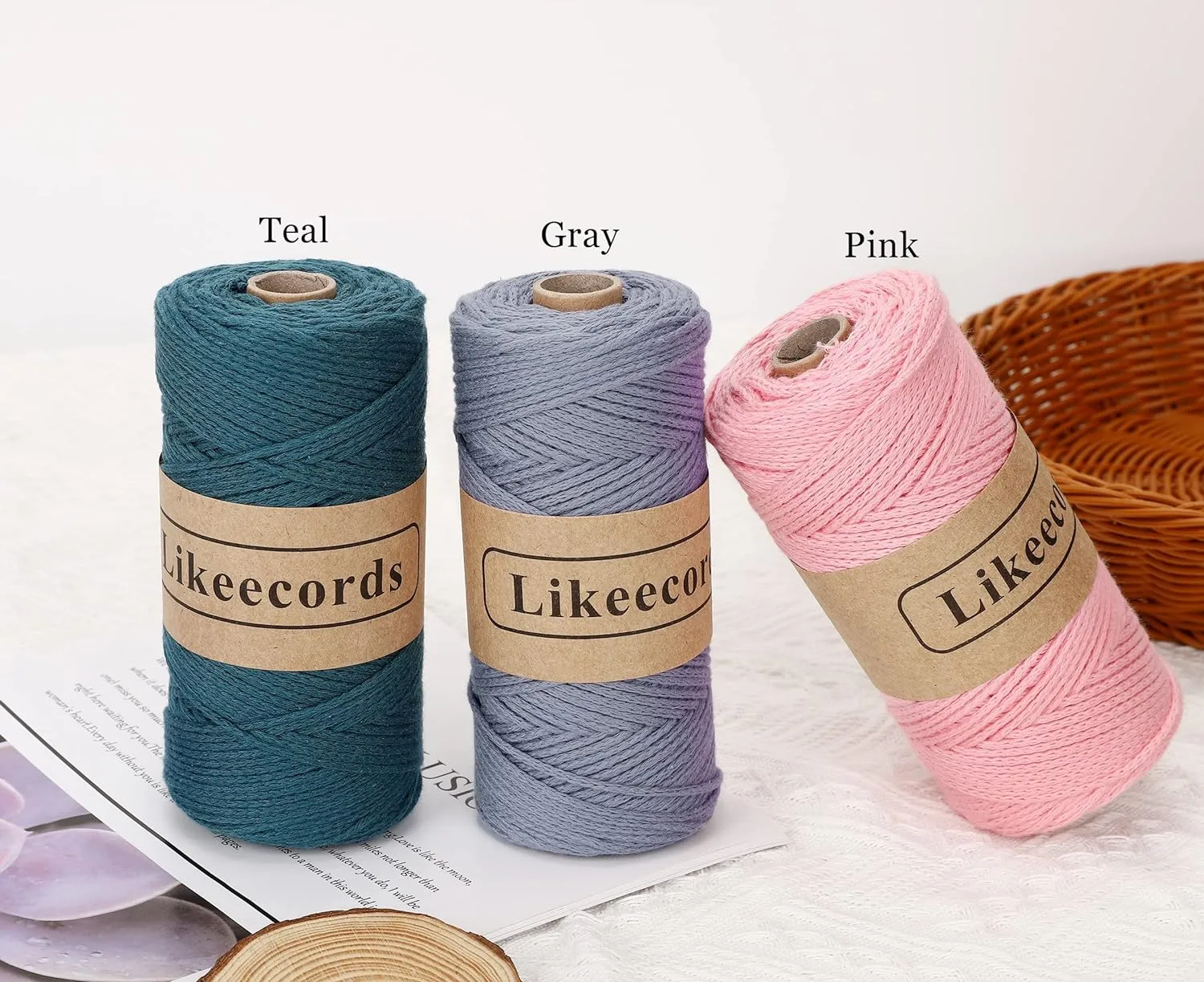 100% Cotton Rope Crochet Yarn Bag Cord 2mm 350Yards Braided Macrame Cord Macrame Rope Crochet Thread Gift for Knitter(Brick Red)