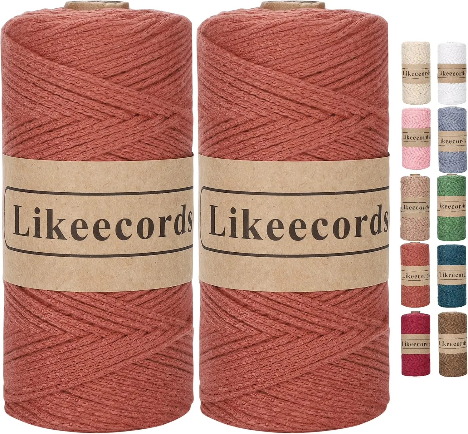 100% Cotton Rope Crochet Yarn Bag Cord 2mm 350Yards Braided Macrame Cord Macrame Rope Crochet Thread Gift for Knitter(Brick Red)