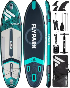 10'8/11'x35'' Fishing&Family Stable Inflatable Paddle Boards, Extra Wide SUP Paddleboard Inflatable, 430lb/3 People, Stand Up Paddle Board for Adults, Camera Mount, Shoulder Strap, Rod Holder