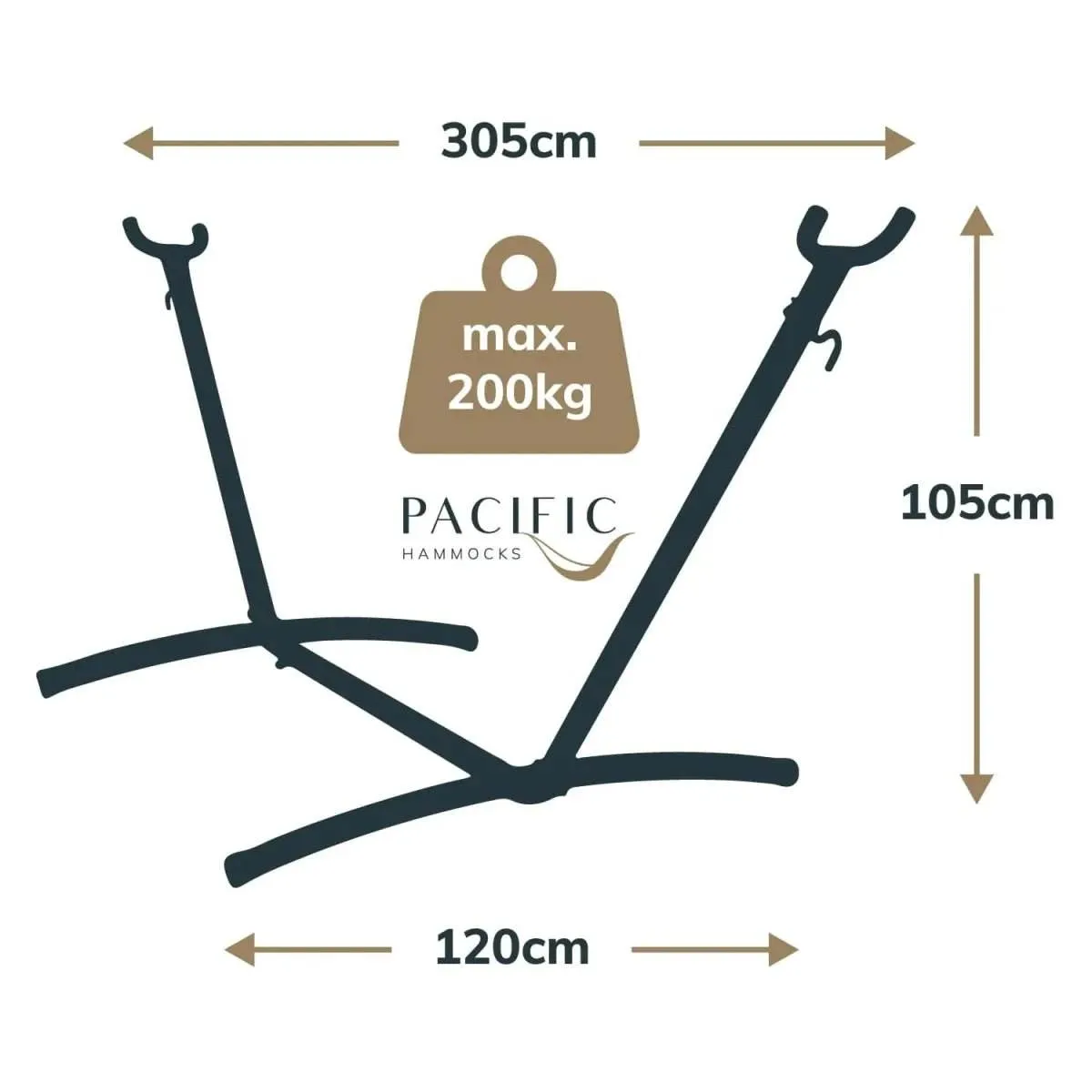 10ft Black Universal Steel Hammock Stand & Authentic Double Clasico Hammock in Beau Blue