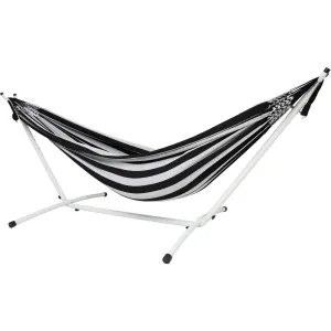 10ft White Universal Steel Hammock Stand & Authentic Double Raya Hammock in Binario