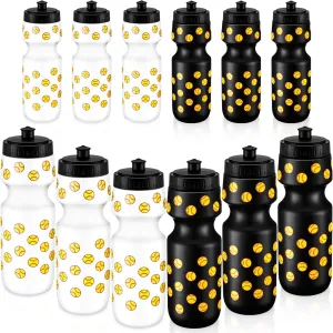 12 Pcs Water Bottle Bulk Reusable Sports Squeeze Water Bottles Ball Cup Accessories for Sports Party Favors Team Gifts Players for Gym Most Bike Cage (Softball)
