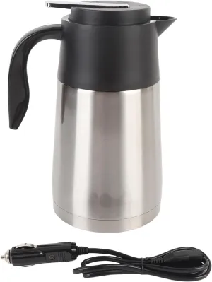 1300ML 12V Car Electric Kettle, Portable Stainless Steel Water Heater Quick Boiling Travel Mug for Car with Dry Boil Protection Camping Long Trips