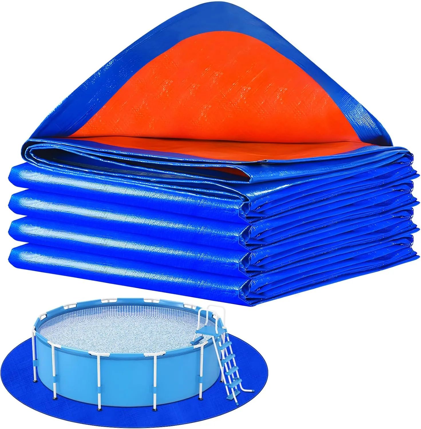 15 FT 5.32oz/yd² Swimming Pool Ground Cloth,Round Pool Liner Pad for Above Ground Swimming Pools,Heavy Duty Pool Ground Mat Protector to Prevent Puncture Pools Tarp