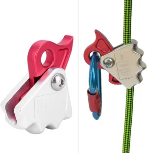 15KN Climbing Rope Grab,Climbing Descender Gear 0.35-0.47 Inch Rope Rope Clamp Self Braking Stop Descender Gear Aluminum Rope Grab Ascender