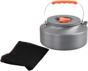 1.6L Camping Kettle Coffee Pot Water Kettle, Lightweight Picnic Teapot for Boiling Water for Picnic Fishing Outdoor, Orange handle