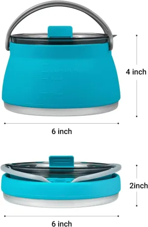 1L Collapsible Camping Kettle, Portable Travel Kettle Folding Silicone Camping Cook Pot Foldable Compact Hiking Water Boiler and Warmer,Red