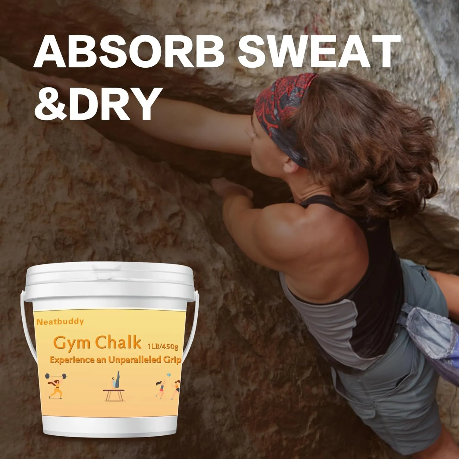 1LB Gym Chalk Bucket|Lifting Chalk|carbonato de magnesio– Premium Chalk Powder with Bag & Spoon for Weightlifting, Gymnastics & Climbing
