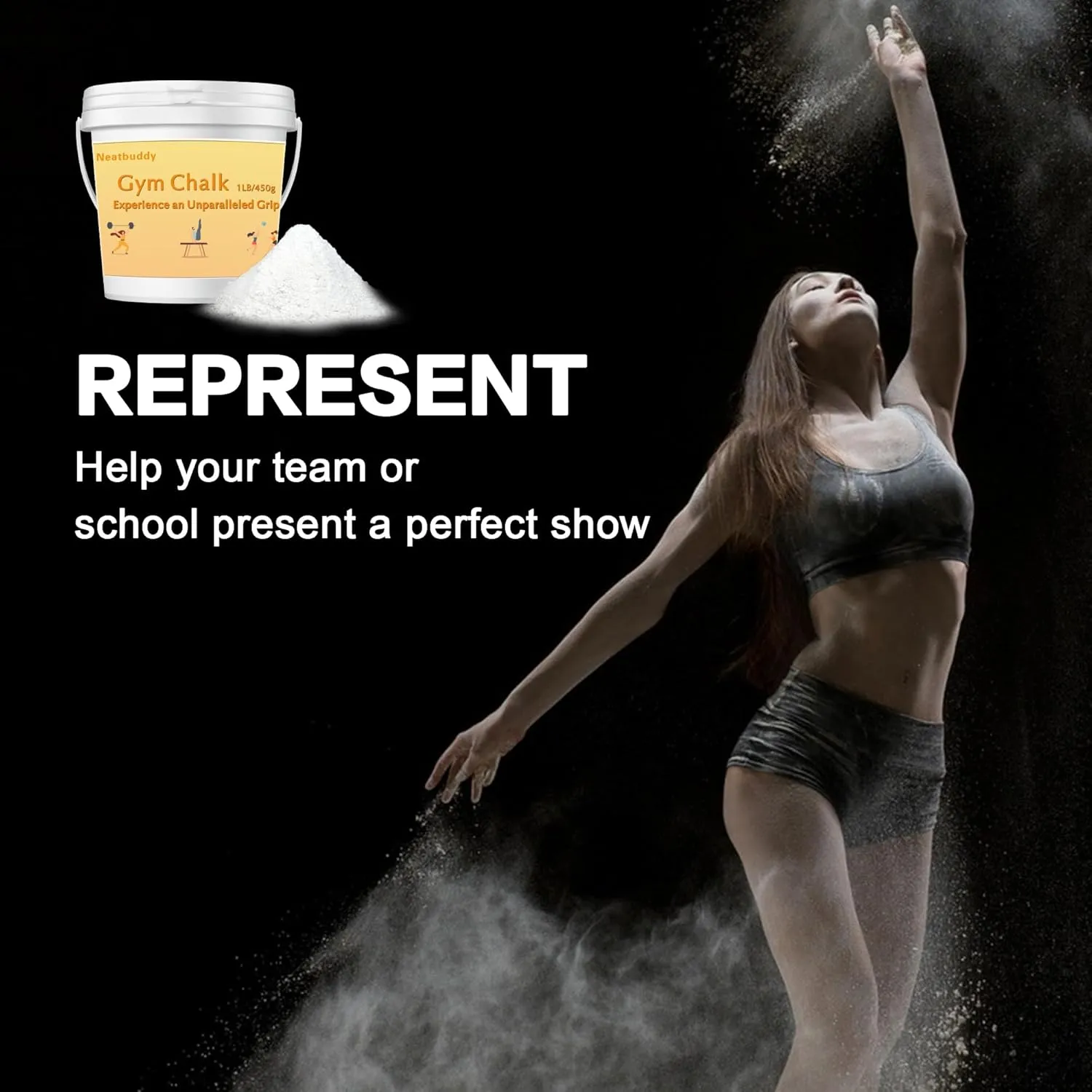 1LB Gym Chalk Bucket|Lifting Chalk|carbonato de magnesio– Premium Chalk Powder with Bag & Spoon for Weightlifting, Gymnastics & Climbing