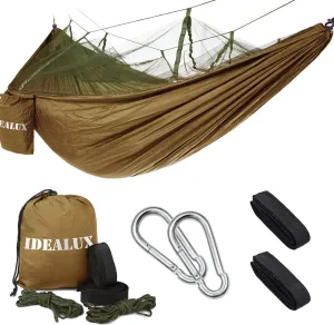 2 Person Hammock Camping Portable Double Layer Hammocks, Lightweight Parachute Portable Hammocks with Nylon Straps & Steel Carabiners