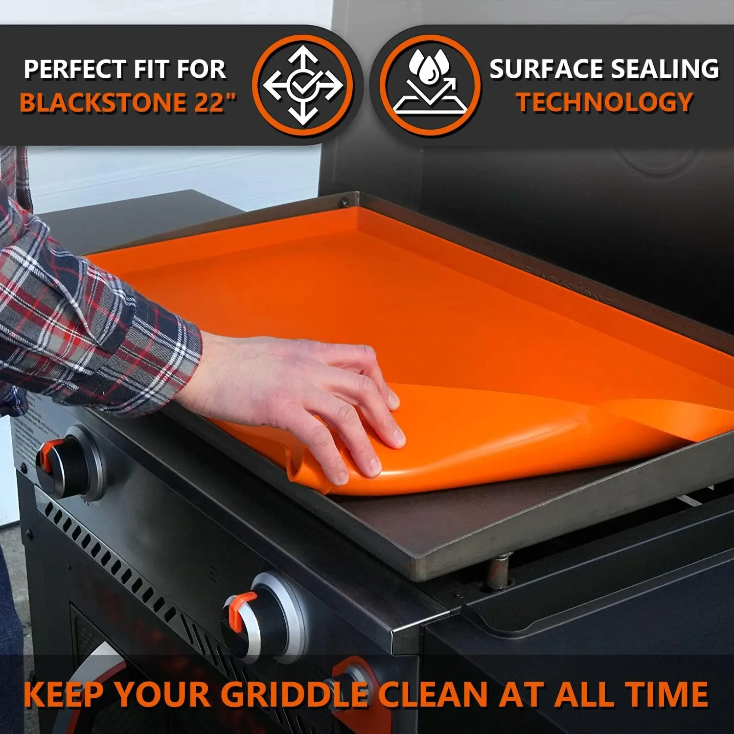 22" Silicone Griddle Mat for Blackstone 22 Inch Grill, Heavy Duty Food Grade Silicone Griddle Cover, Protect Your Grill from Dirt & Rust All Year Round