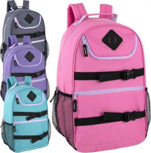 24 Pack Bulk Bungee Backpacks for College, Homeless Adults, Donation | 18 Inch Heavy Duty Multi Pocket Backpacks in Bulk (Women's Pack)