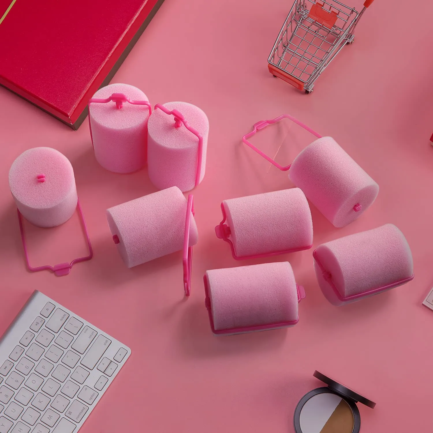 24 Pieces Foam Sponge Hair Rollers - Soft Sleeping Hair Curlers for Hair Styling (2inch, Pink)