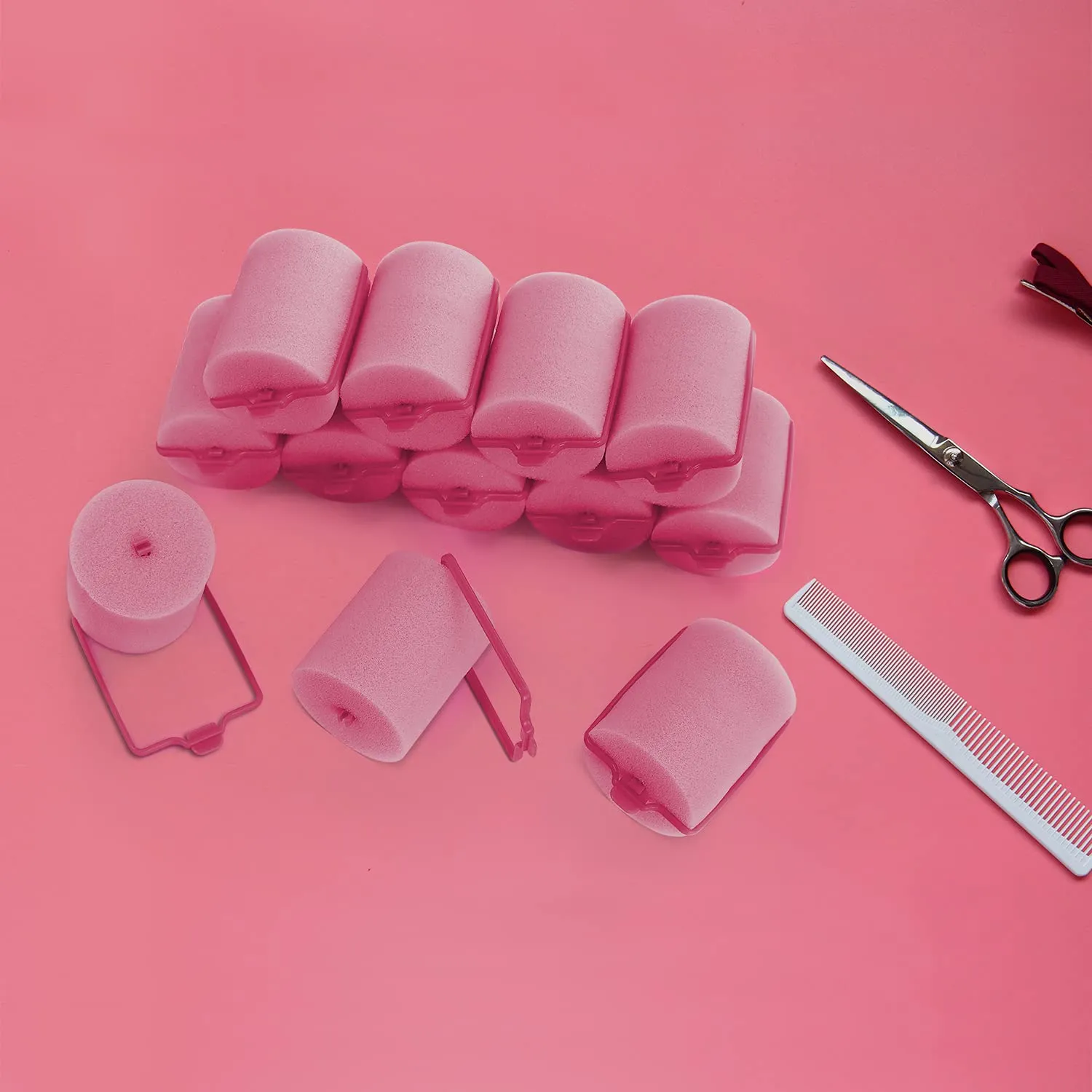 24 Pieces Foam Sponge Hair Rollers - Soft Sleeping Hair Curlers for Hair Styling (2inch, Pink)