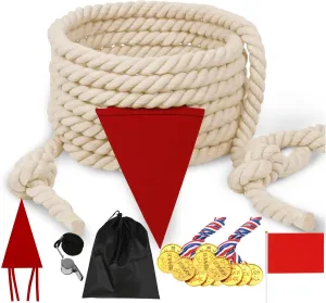 25FT Tug of War Rope Game for Kids & Adults, Field Day Family Family Reunion Games, Lawn Camping Picnic Games, Backyard Carnival Games Fun for Team Building Activities