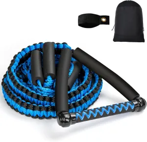 25FT Wakesurf Rope and Handle, 6 Sections Adjustable Floating Surf Tow Ropes, Braid Surf Rope for Wake Surfing, Water Sports