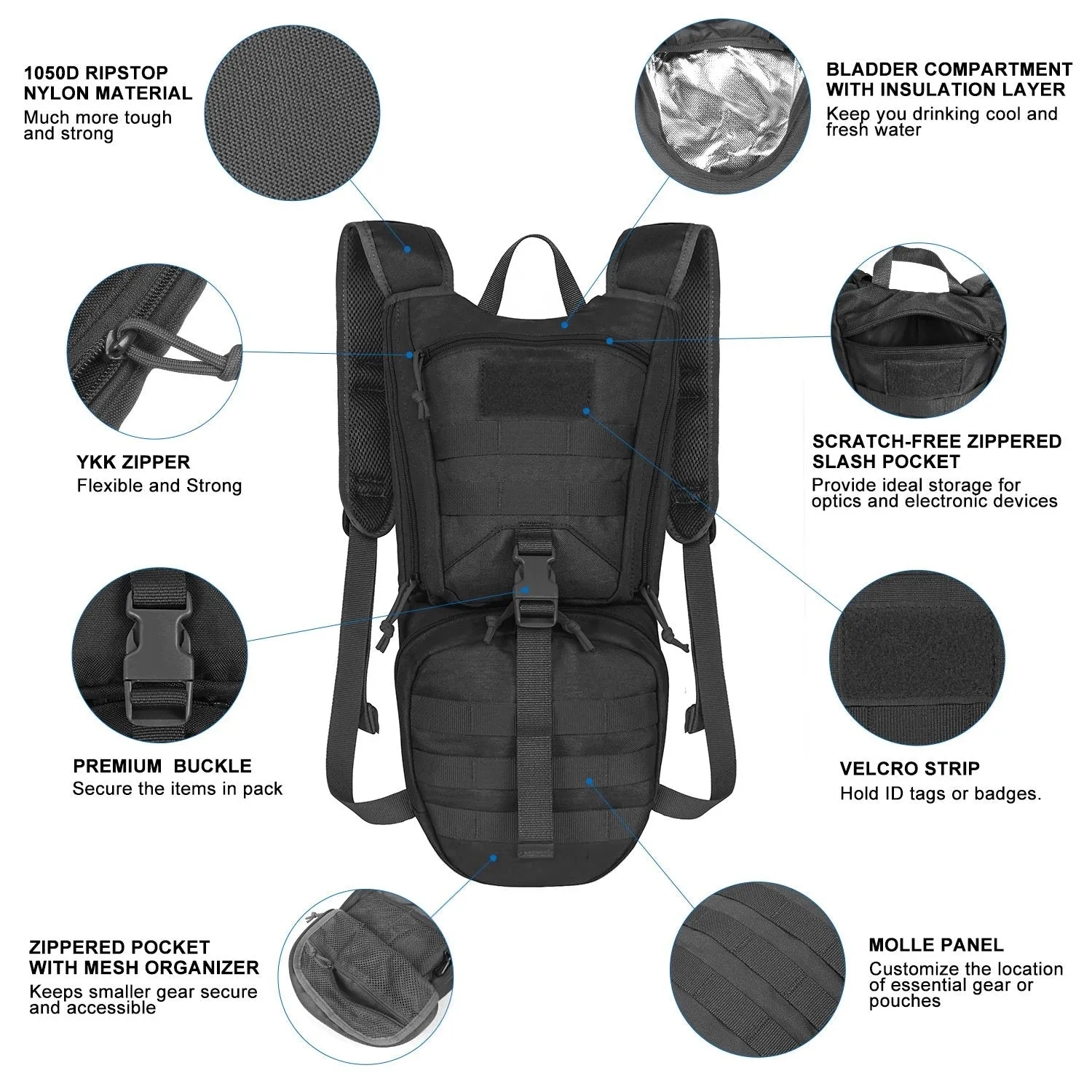 2.5L Backpack Hydration Tactical Multi-functional Bladder and Flawless Thermal Insulation with
