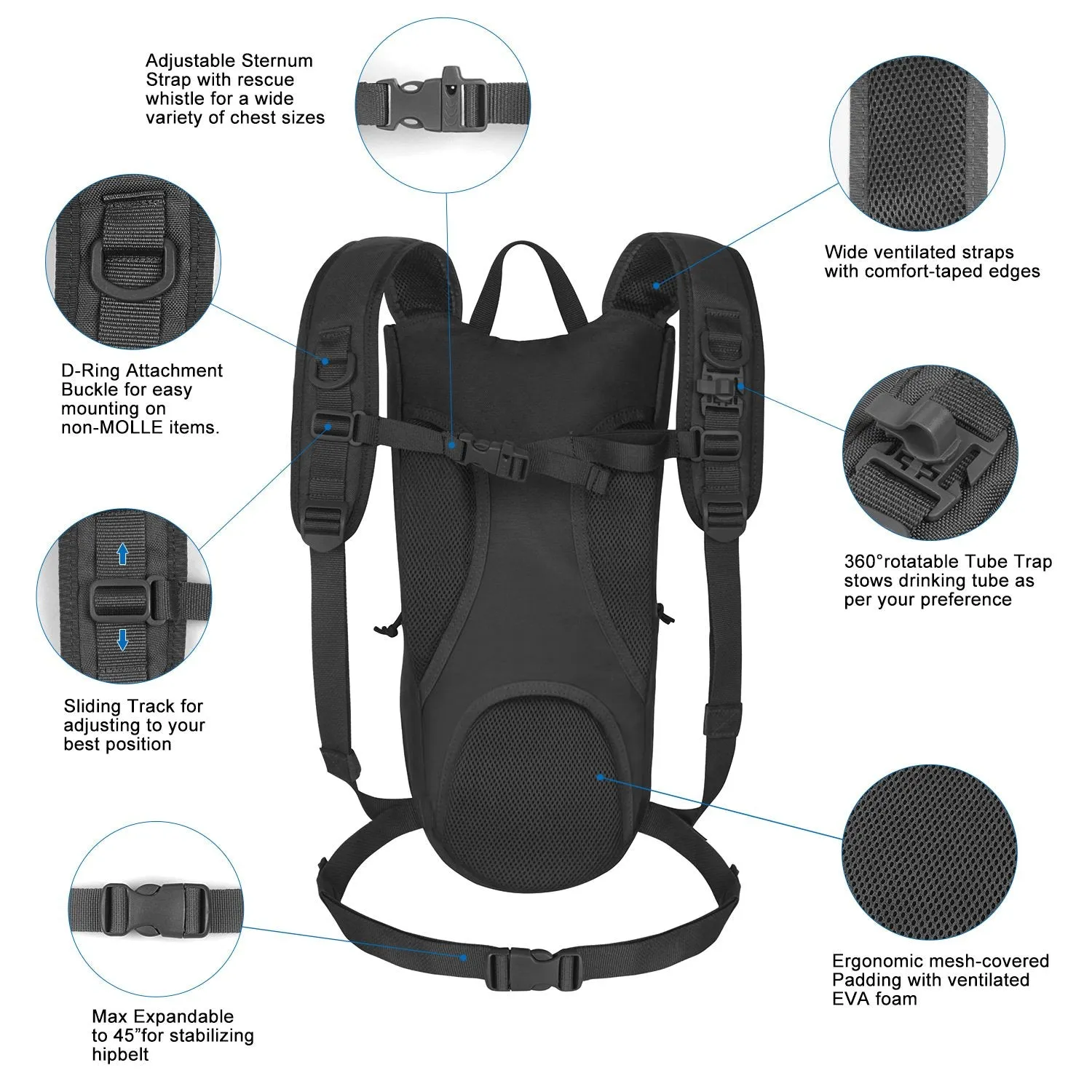 2.5L Backpack Hydration Tactical Multi-functional Bladder and Flawless Thermal Insulation with