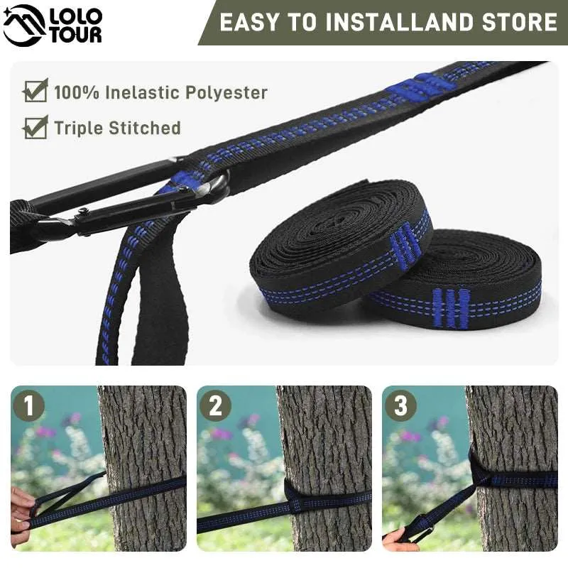 260x140cm Camping Hammock with Mosquito Net Double Travel Hanging Sleeping Bed Swing with Tree Straps for Travel Survival Garden