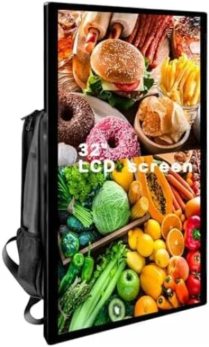 27/32 inch LCD Ads Backpack,4G 32G,TouchScreen,APP Wireless Screen Projection,Human Walking Bag Digital Billboard (32 inches Screen 4G RAM  32G)
