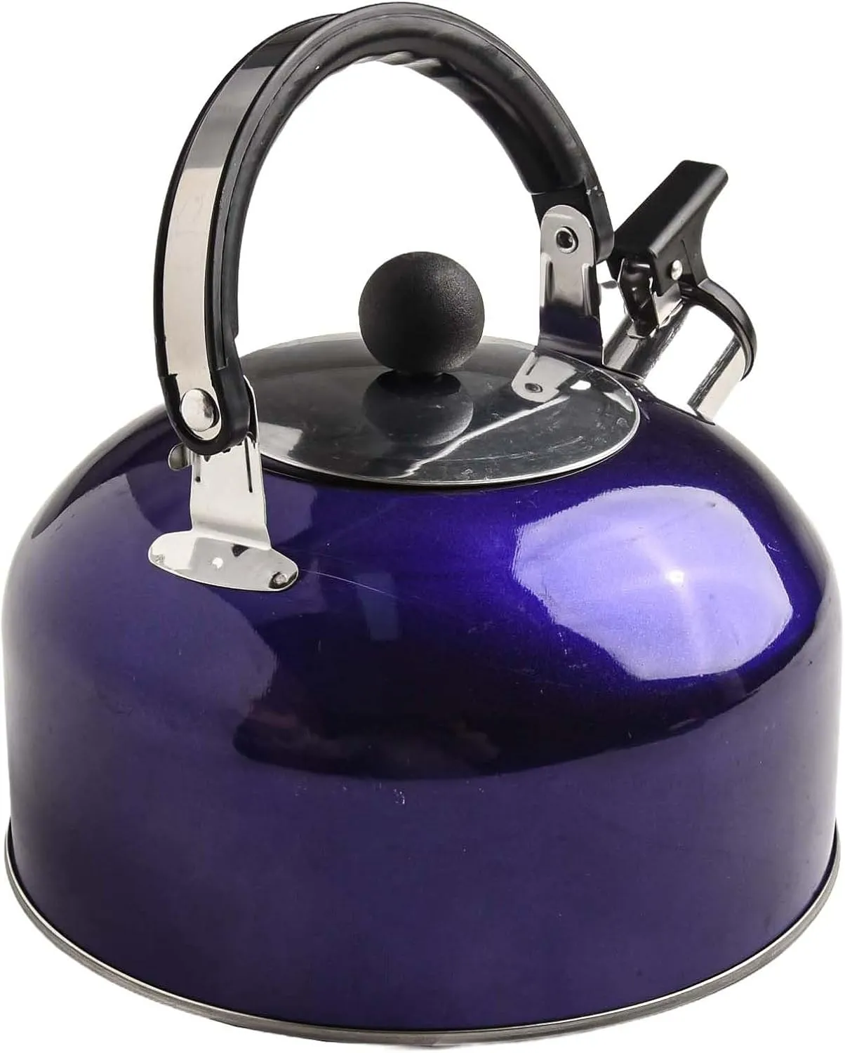 2L Stainless Steel Whistling Kettle for Stovetop, Electric or Induction Hob, Camping Tea Pot with Easy-Grip Handle(Blue)