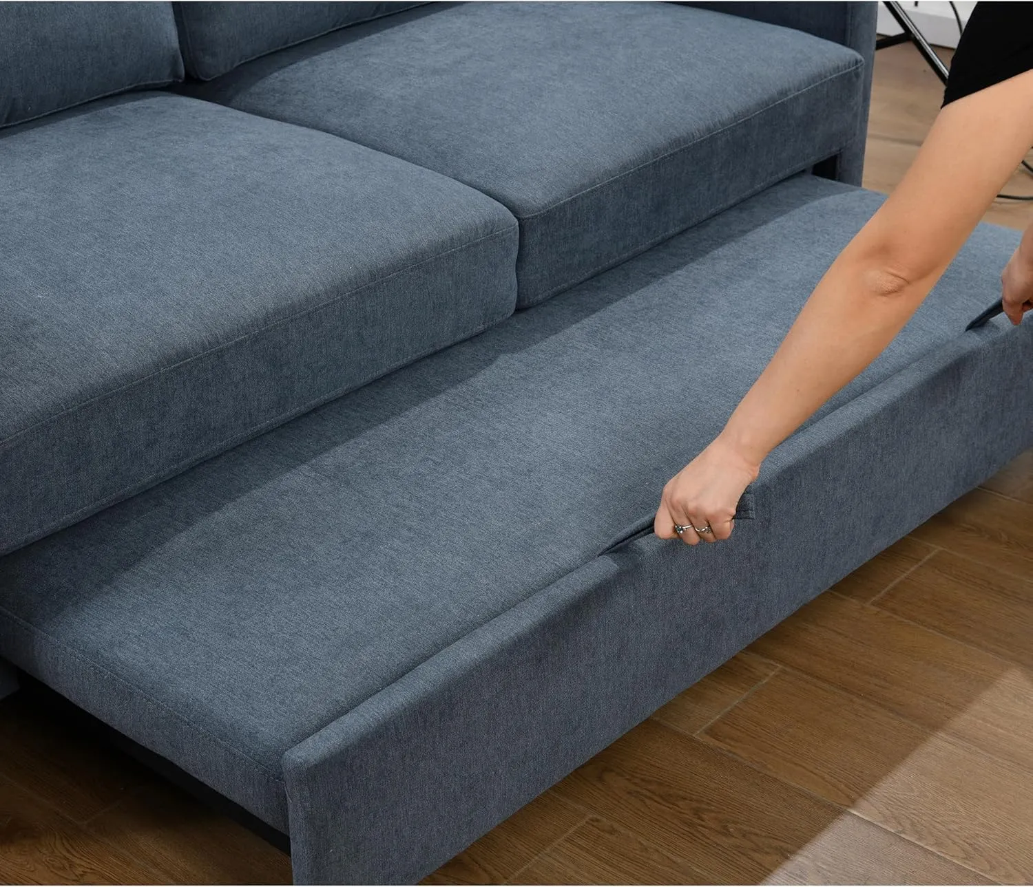 3 in 1 Queen Convertible Loveseat Sofa Bed with Pull Out Sleeper Couch Bed and Reclining Backrest ,Modern Love Seat Sleeper Sofabed Lounge Sleeper Chaise Daybed for Home Apartment Office Living Room