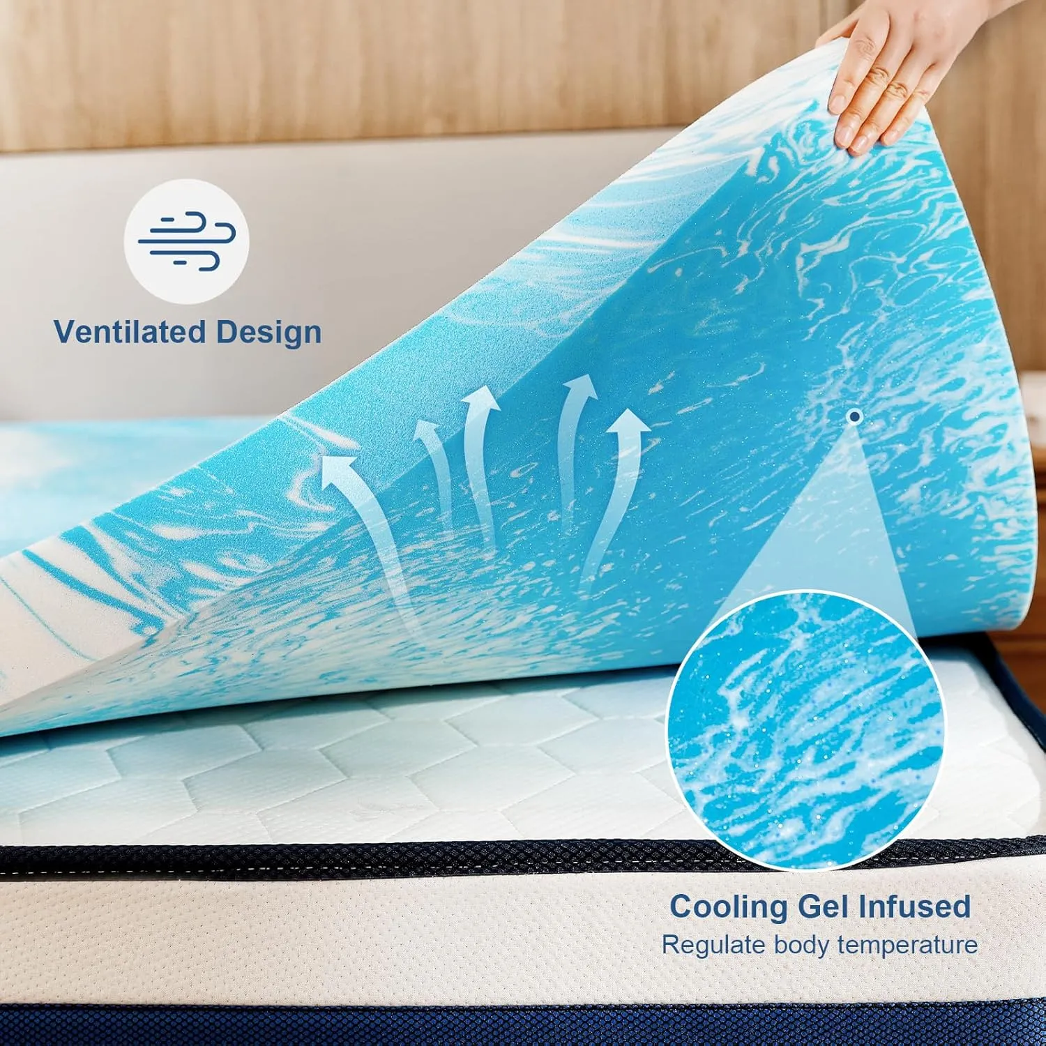 3 Inch King Size Memory Foam Mattress Topper, Cooling Gel Infusion Bed Topper Pad for Firm Mattress (78" x 80")