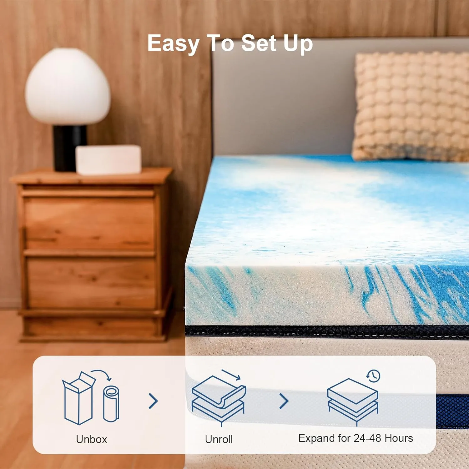 3 Inch King Size Memory Foam Mattress Topper, Cooling Gel Infusion Bed Topper Pad for Firm Mattress (78" x 80")