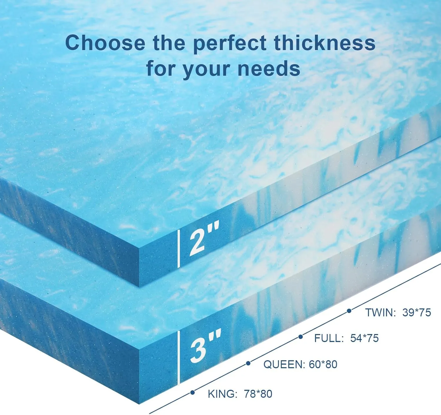3 Inch King Size Memory Foam Mattress Topper, Cooling Gel Infusion Bed Topper Pad for Firm Mattress (78" x 80")
