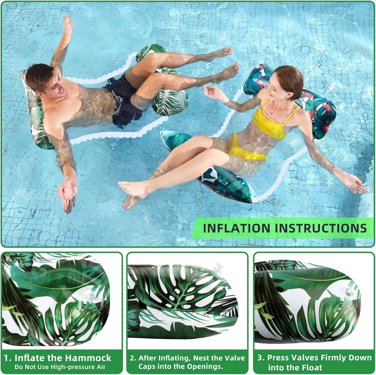 3 Pack Water Pool Floats Hammock for Adult, Pool Float Lounger for Swimming Pool, 4 in 1 Floating Rafts(Saddle, Lounge Chair, Floaties Hammock, Drifter)