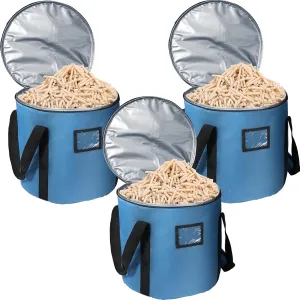 3 Pcs 20lbs Fuel Pellet Storage Bag - Stay Dry Pellet Bin with Anti Shock Cotton Layer(Dark Blue and Black)