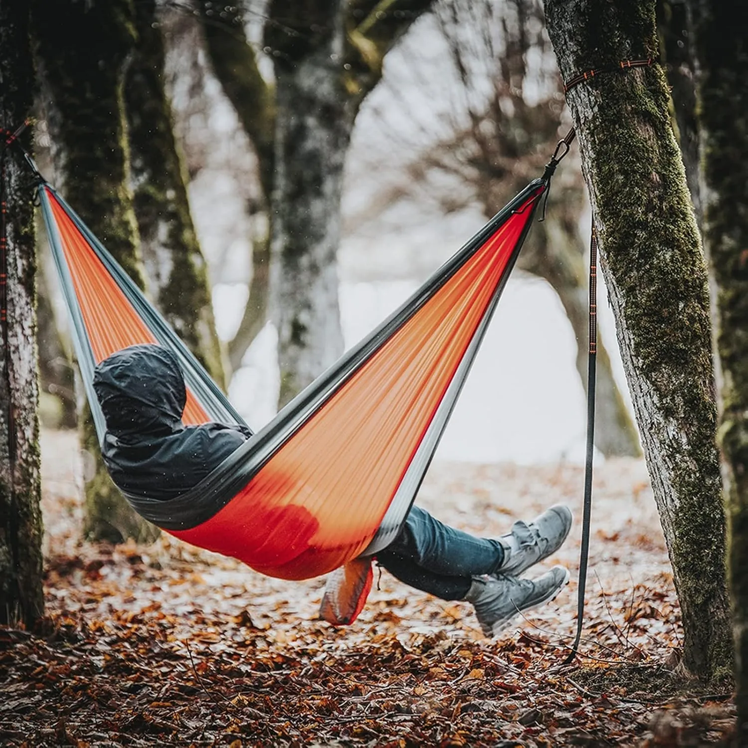 300 * 200cm Portable Camping Parachute Hammock Survival Garden Outdoor Furniture Leisure ?Travel Double Hanging Bed, Auburn Brown