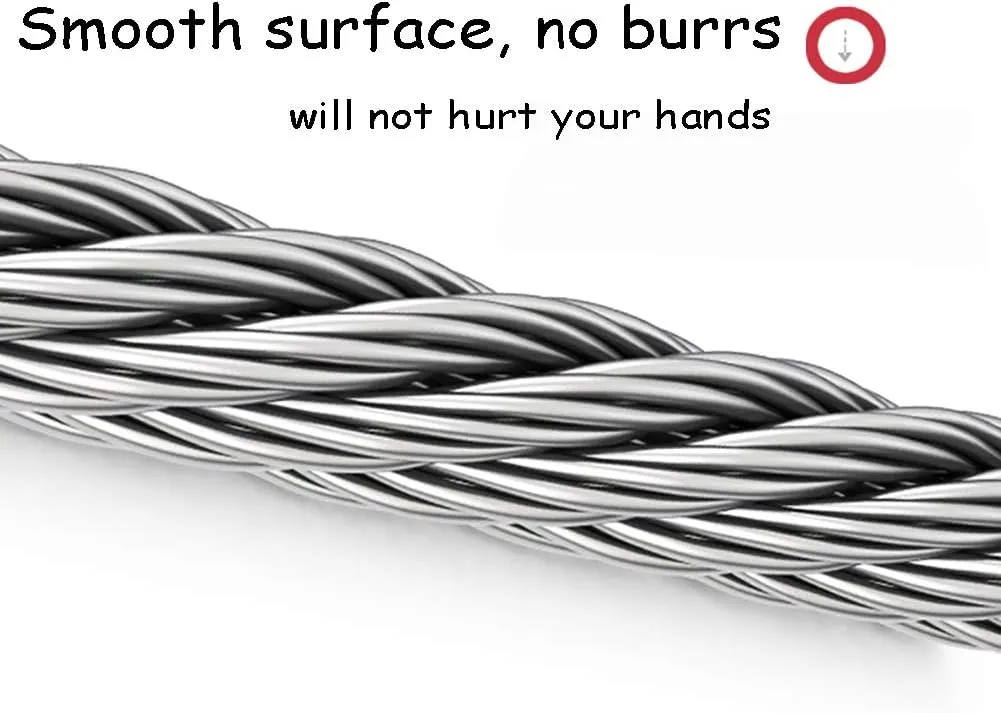 304 Stainless Steel Wire Rope Cable Bare Fishing Line Soft Rustproof Decking Lifting Clothesline7*19 Structure Braided,Dia0.08 Length164ft