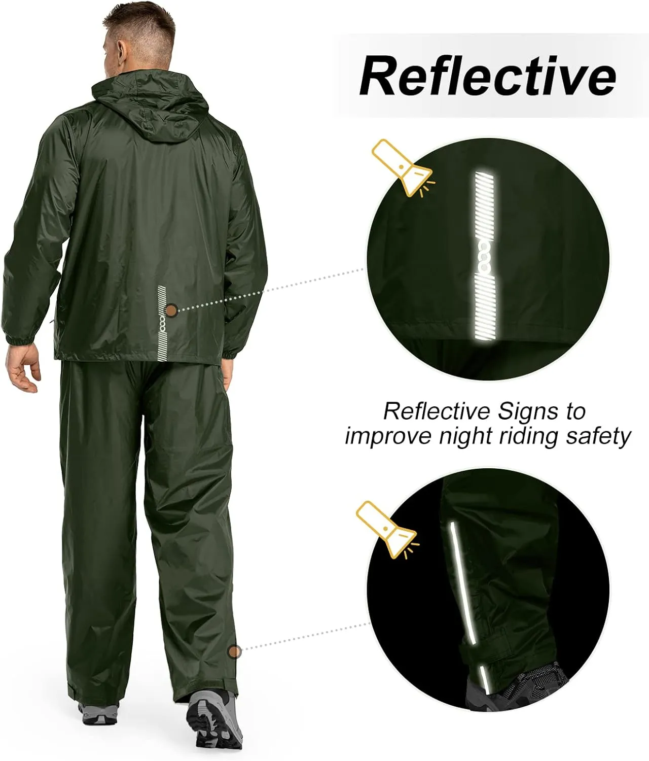 33,000ft Men's Rain Suit Packable Waterproof Lightweight Rain Gear for Golf Hiking Cycling 2 Pieces (Jackets and Pants)