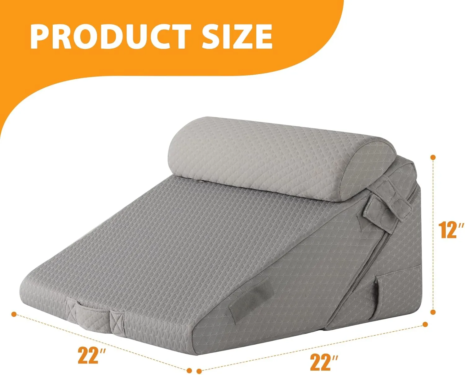 3PCS Wedge Pillow Set for After Surgery, Wedge Pillow Headboard, Adjustable 9&12 Inch Bed Pillow Wedge for Sleeping, Acid Reflux, Orthopedic Pillow Wedge for Back Pain Relief, Gerd, Grey