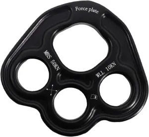 4 Holes Paw Rigging Plate Rope Access Climbing Anchor Lightweight Sturdy Rock Climbing Gear Force Divider Plate, Black