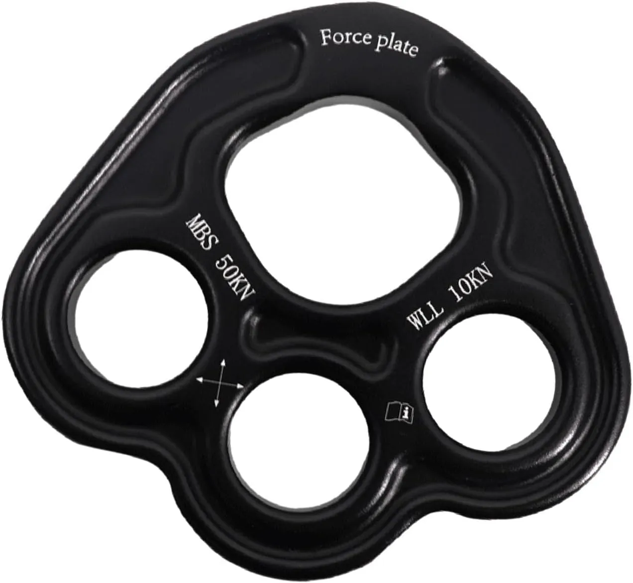 4 Holes Paw Rigging Plate Rope Access Climbing Anchor Lightweight Sturdy Rock Climbing Gear Force Divider Plate, Black