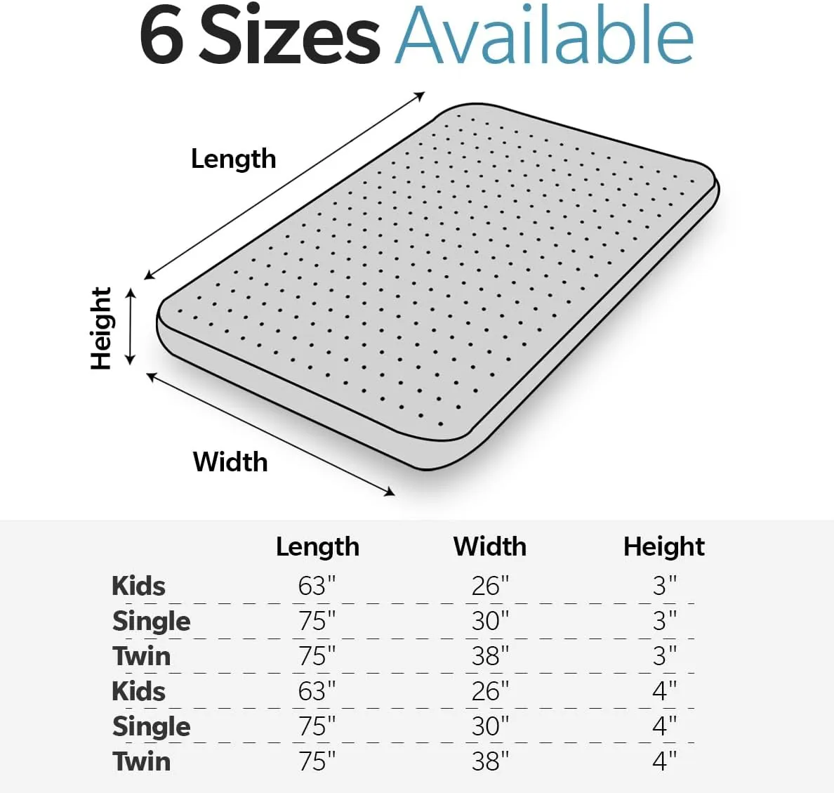4 INCH Memory Foam Camping Mattress Pad with Water-Resistant Zipper, Roll Up Mattress for Floor, Travel Camping Sleeping Pads for Floor Outdoor Activities, Rvs, Certipur-Us