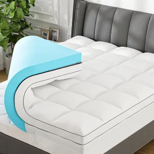 4 Inch Twin Mattress Topper Dual Layer,2 Inch Gel Memory Foam Plus 2 Inch Cooling Pillow Top Mattress Pad Cover for Back Pain,with 8-21 Inch Deep Pocket