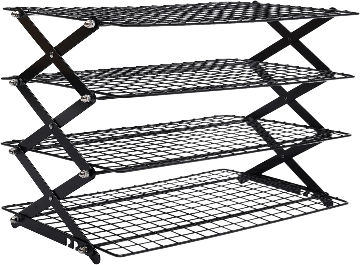 4-Tier Collapsible Cooling Rack, Foldable Design Grilling Drying Shelf Cooling Bakeware Maximum 22.05 Lbs per Tier Outdoor Camping Picnic Shelf with Grid Structure Design for Outdoor Picnics