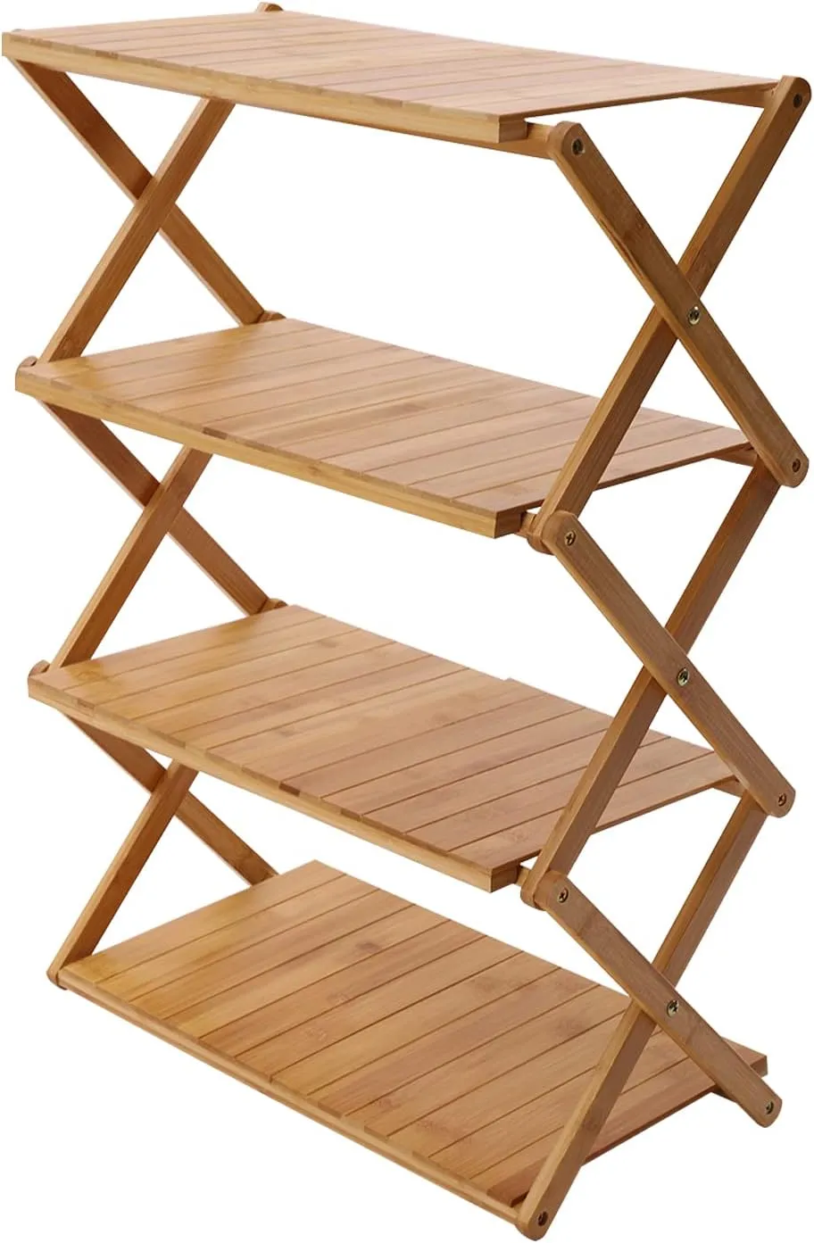 4-Tier Wooden Folding Outdoor Camping Table, Large Capacity Picnic Table for Outdoor Indoor, Lightweight Tool Storage Rack Organizer Shelf for Patio Garden Backyard Kitchen Party Picnic BBQ Grill