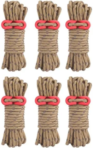 4.36yard 4mm Reflective Nylon Cord, 6pcs Solid Braid Nylon Rope with Aluminum Adjuster Cord Tensioner, Tent Guyline Rope for Camping Tent, Outdoor Hiking Packaging