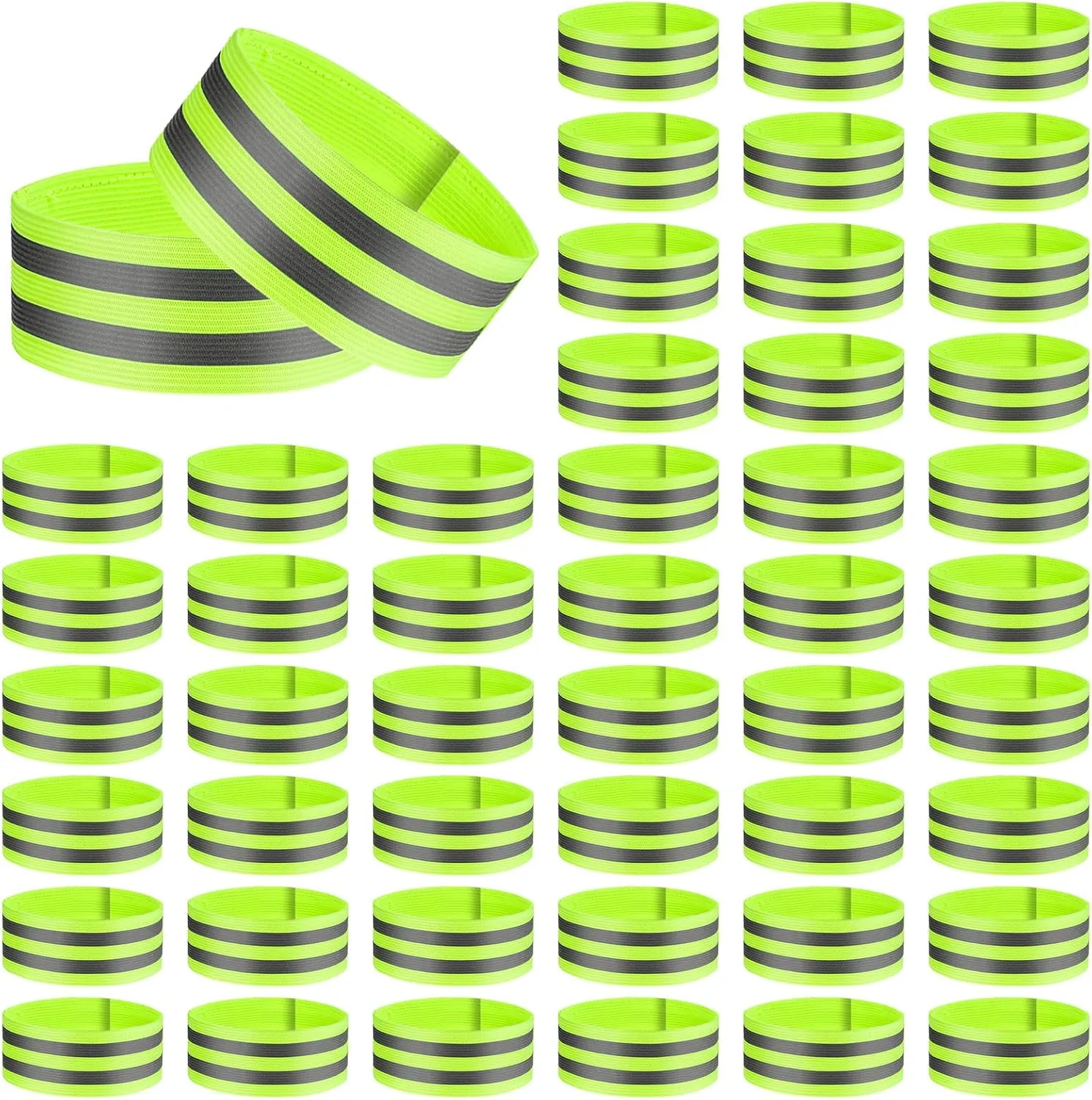 48 Pieces Reflective Bands Reflector Bands for Wrist, Arm, Ankle, Leg, High Visibility Reflective Gear Safety Reflector Tape Straps for Night Walking, Cycling and Running