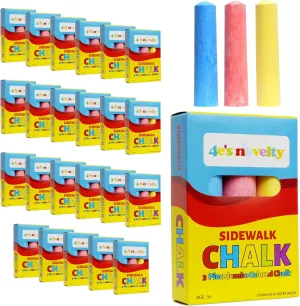 4E's Novelty 24 Pack Sidewalk Chalk Individually Wrapped Party Favors for Kids Bulk, 3 Jumbo Sticks In Each Box, Easter Basket Stuffers, Goodie Bag Fillers Toddlers Summer Gift Toy