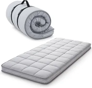 4Inch Cot Mattress Topper,Small Single Gel Infused Memory Foam,Machine Washable Cotton Cover,Roll Up Floors Mat,Portable Folding Sleep Pad(72 X 24“)