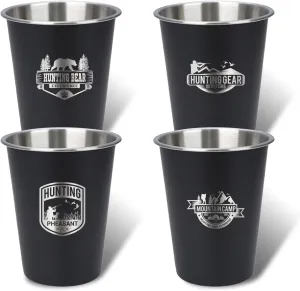 4pcs Camping Cup - Hunting Theme 12oz Stainless Steel Camping Mug for Outdoor Picnic Hiking Fishing Tumbler